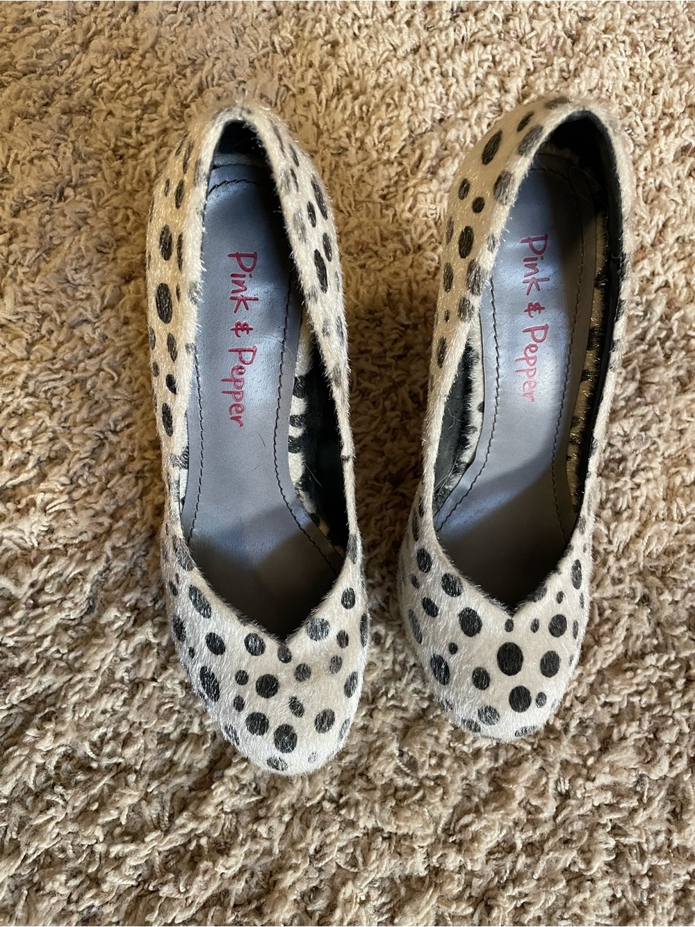 Pink & Pepper Dalmatian Print Heels 7.5